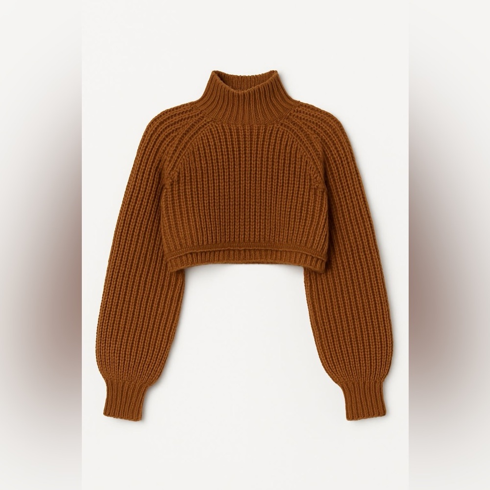Brown Knitted Cropped Sweater